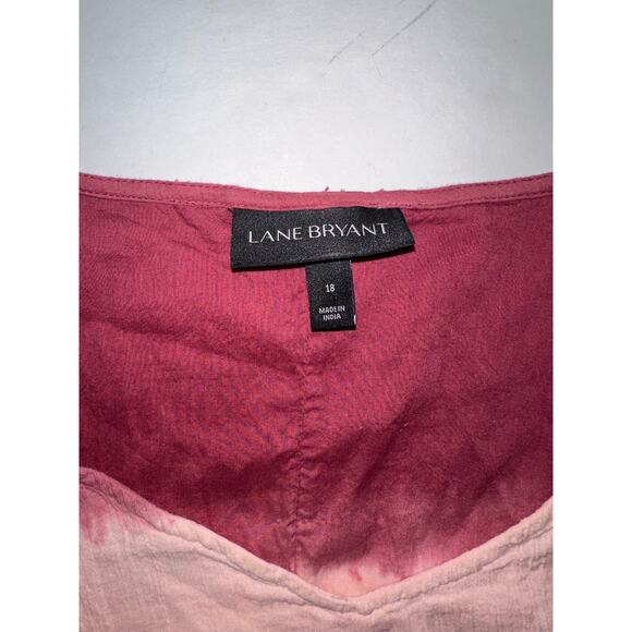 Lane Bryant Top Womens Plus Size 18 Pink Red Tie Dye Gauze Ling Sleeve Lined - Picture 7 of 8
